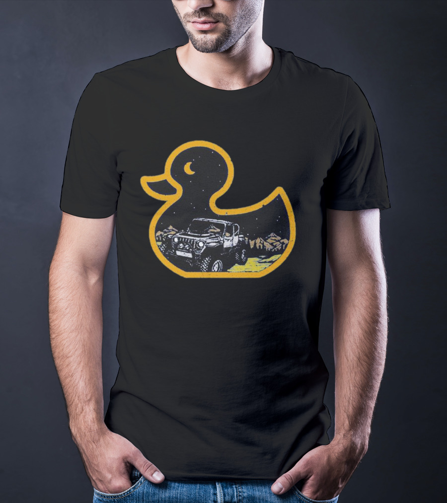 Galaxy Duck Off-Road Adventure Under Starry Night T-Shirt