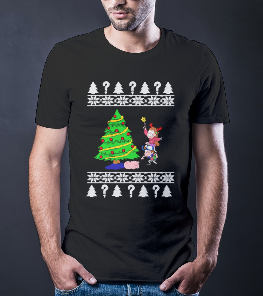 Gravity Falls Christmas Tree With Mabel And Waddles In Festive T-Shirt