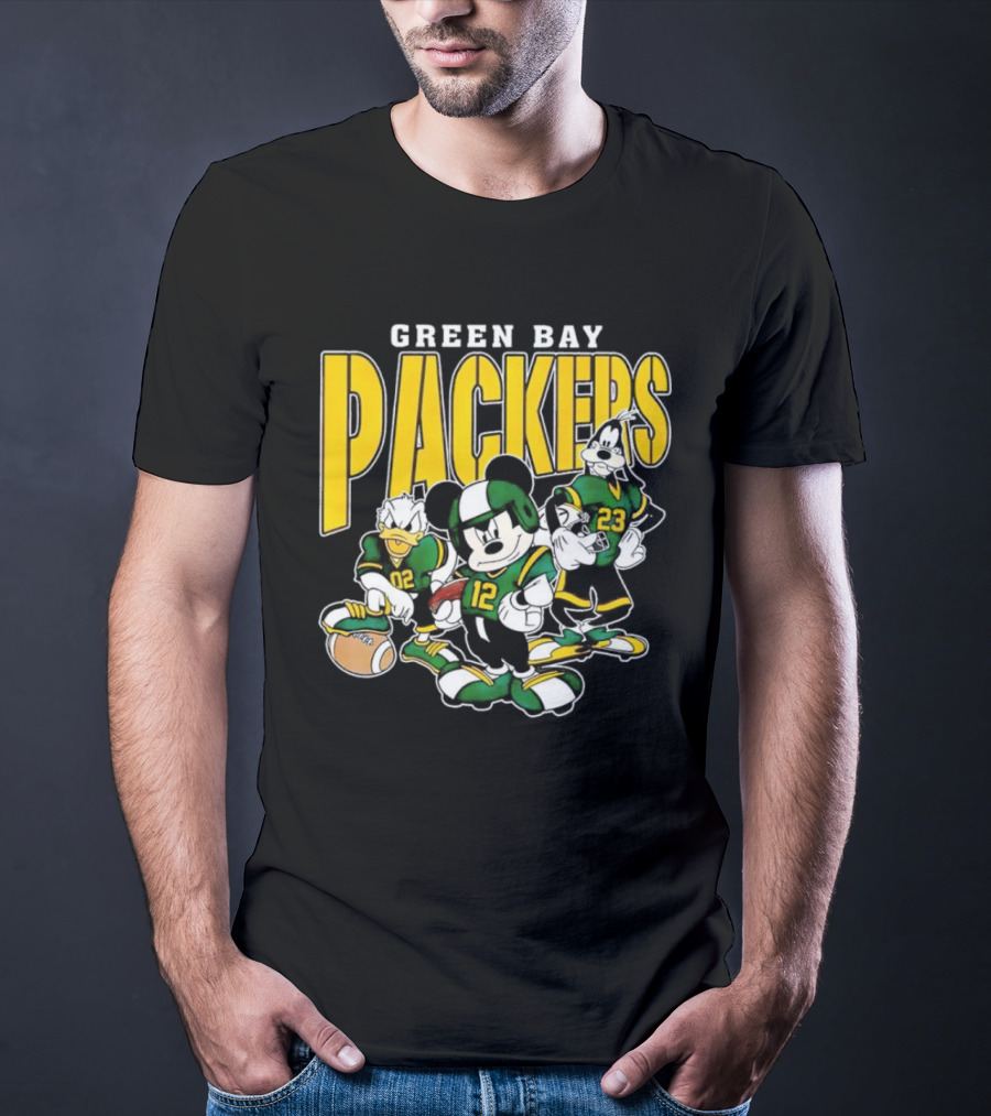 Green Bay Packers Mickey Mouse Donald Duck Goofy Football Players T-Shirt