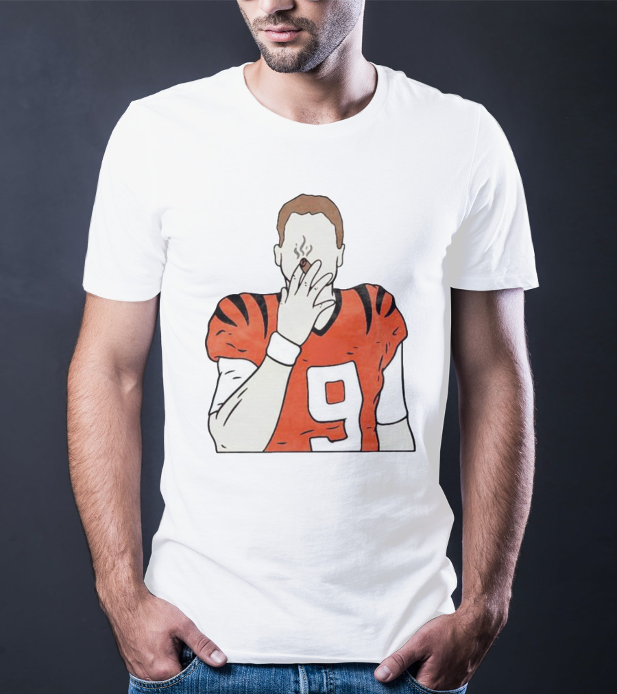 Joe Burrow Smokes Cigar Cincinnati Bengals Number 9 Jersey T-Shirt