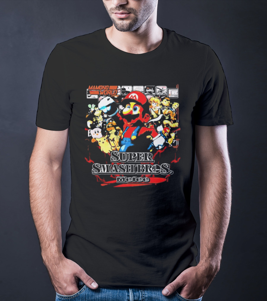 Mamoni World Mario X Cartoon Characters Super Smash Bros Melee T-Shirt