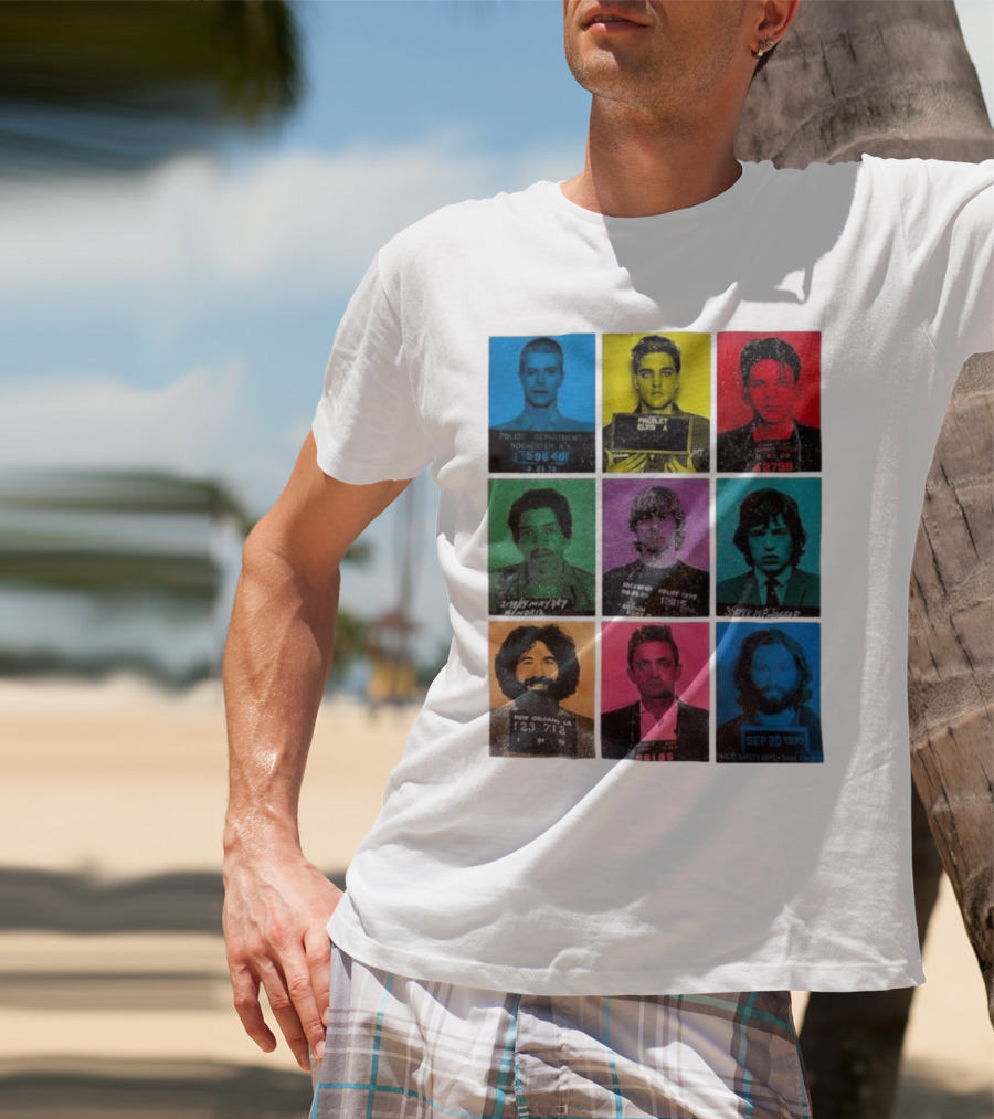 Police Department Mugshots Vintage Music Icons T-Shirt