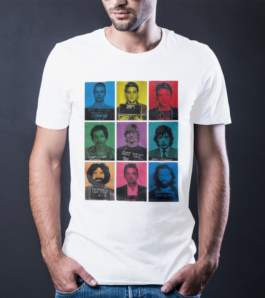 Police Department Mugshots Vintage Music Icons T-Shirt