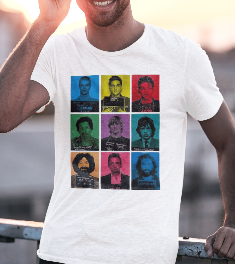 Police Department Mugshots Vintage Music Icons T-Shirt