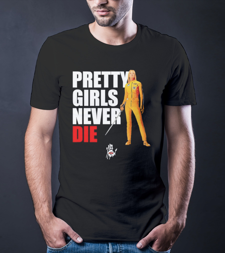 Pretty Girls Never Die Uma Yellow Jumpsuit Sword T-Shirt