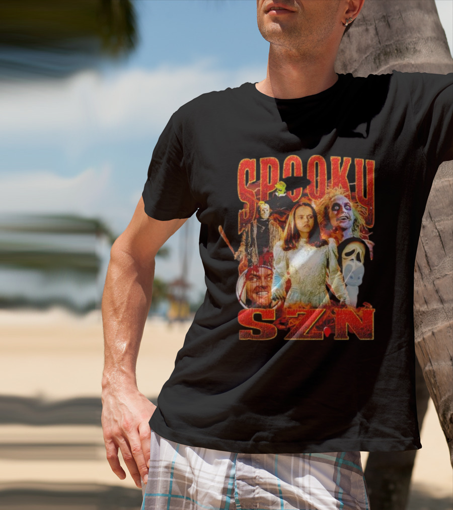 Spooky Szn Halloween Horror Characters Collage T-Shirt