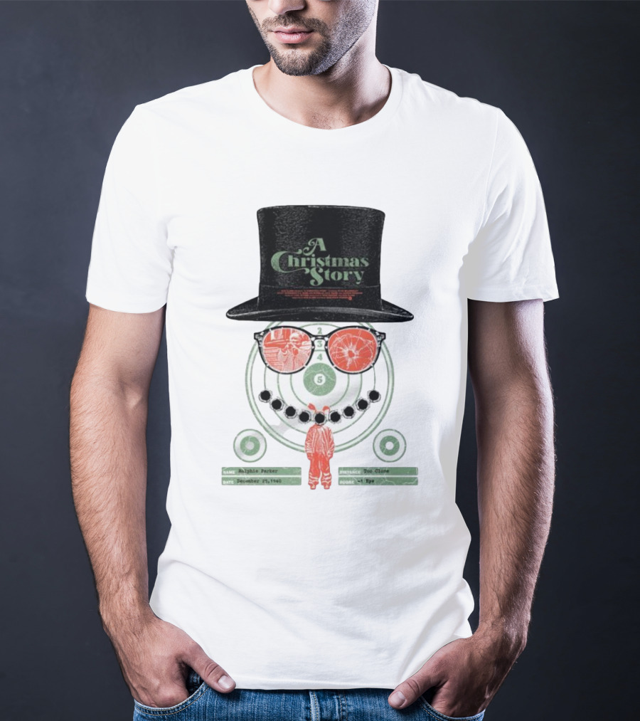 A Christmas Story Ralphie Parker Shooting Range With Top Hat And Glasses T-Shirt