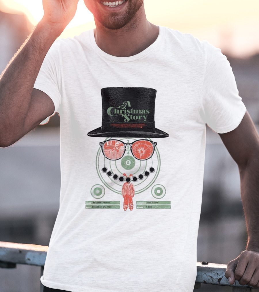 A Christmas Story Ralphie Parker Shooting Range With Top Hat And Glasses T-Shirt
