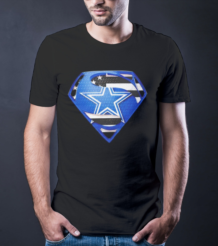 Dallas Cowboys Superman Icon With American Flag Elements T-Shirt