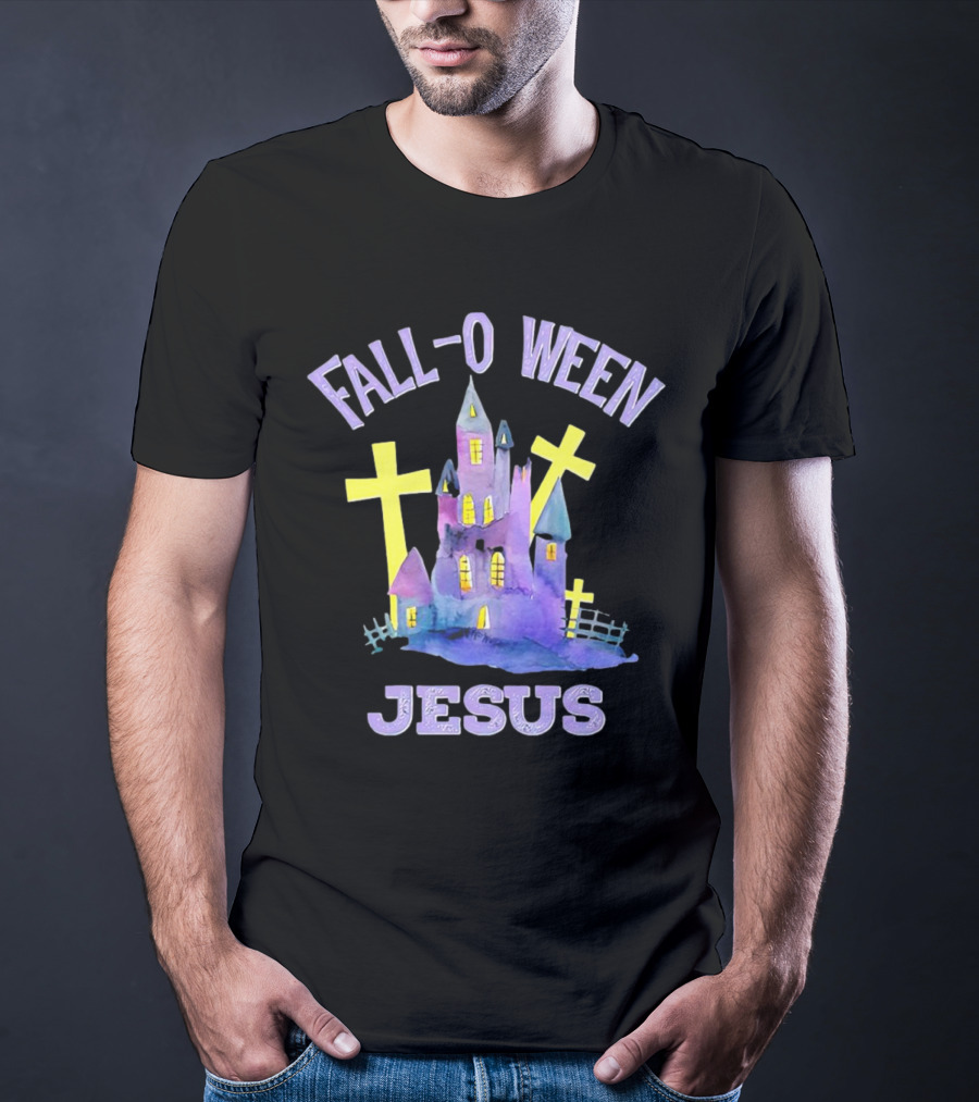Falloween Jesus Haunted Castle With Crosses T-Shirt