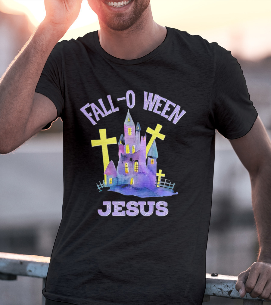 Falloween Jesus Haunted Castle With Crosses T-Shirt