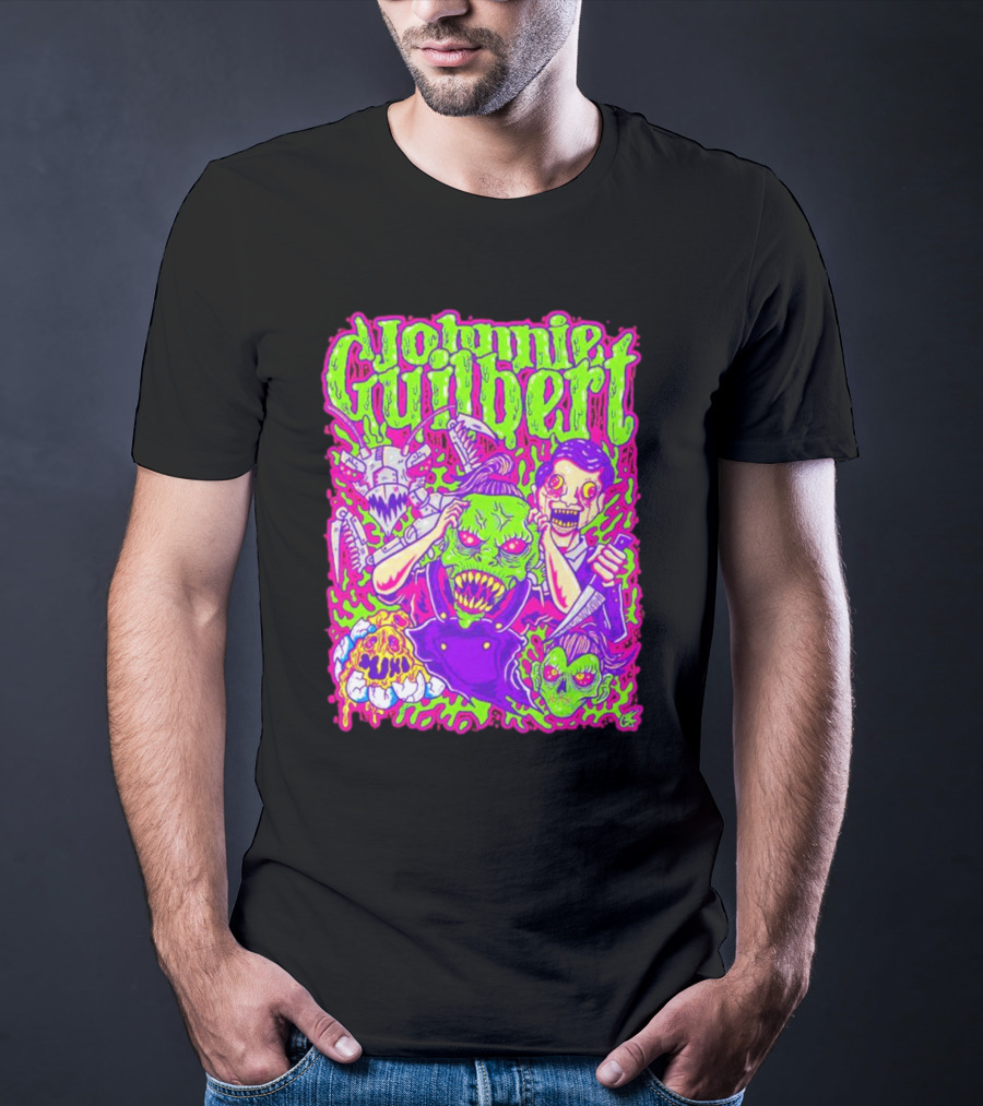Johnnie Guilbert Haunted Ghouls Monster Faces T-Shirt