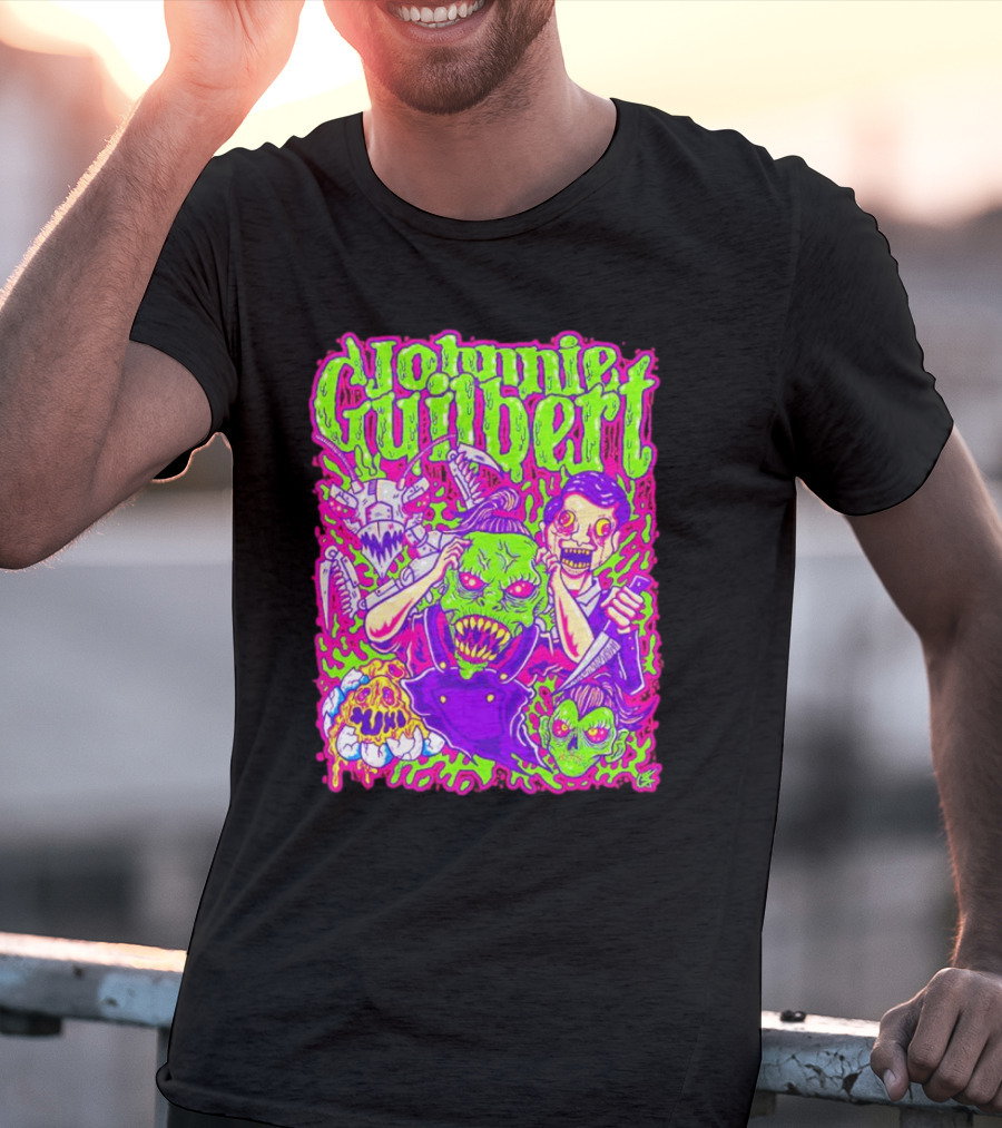 Johnnie Guilbert Haunted Ghouls Monster Faces T-Shirt