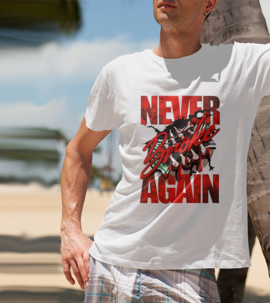 Never Broke Again Red Dripping With Money Seafoam Highlights T-Shirt