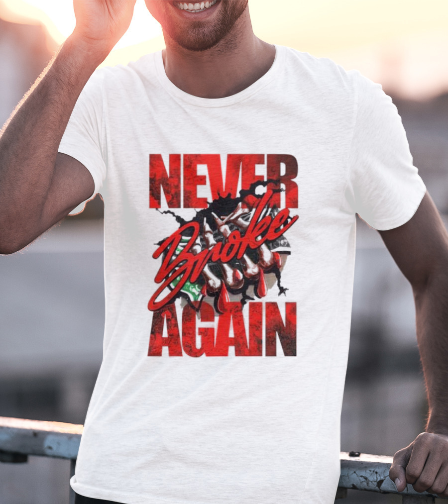 Never Broke Again Red Dripping With Money Seafoam Highlights T-Shirt