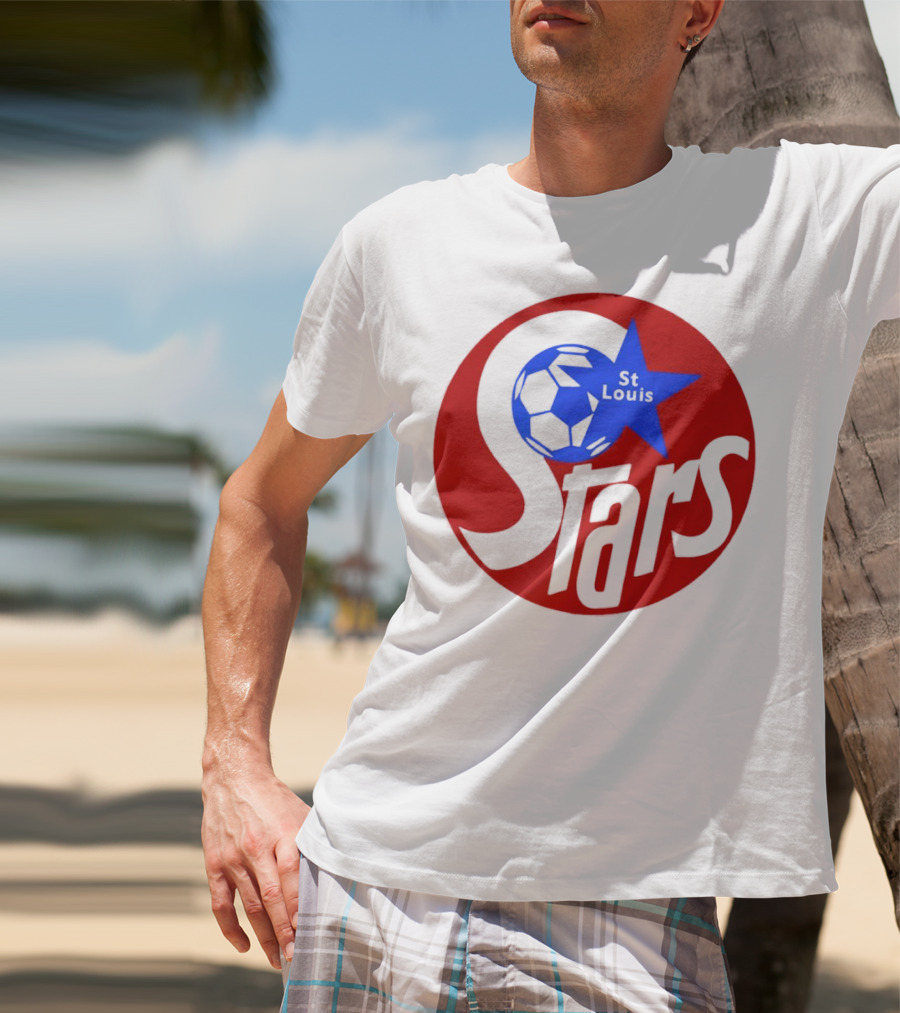 St Louis Stars Soccer 1977 NASL Classic Logo With Soccer Ball And Blue Star T-Shirt