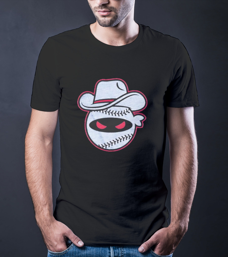 Pitching Ninja Cowboy Baseball Icon Wearing Cowboy Hat T-Shirt