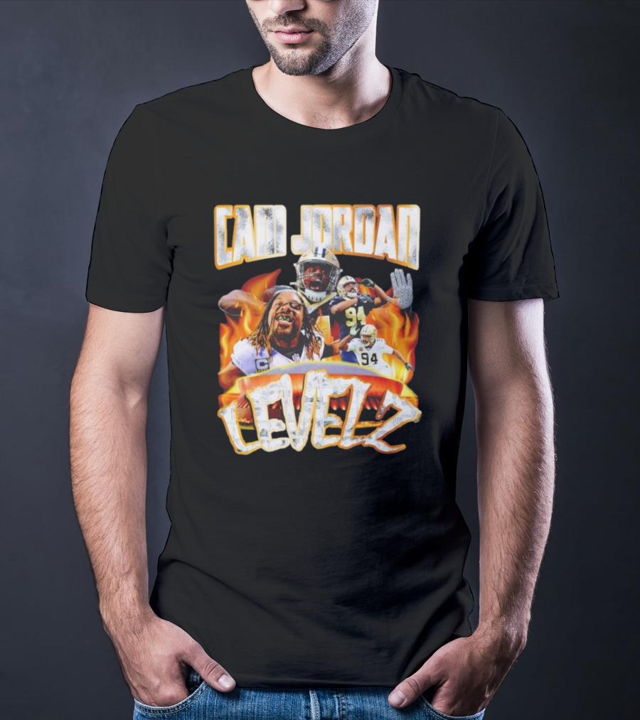 Cam Jordan Levelz Football Flames Action 94 T-Shirt