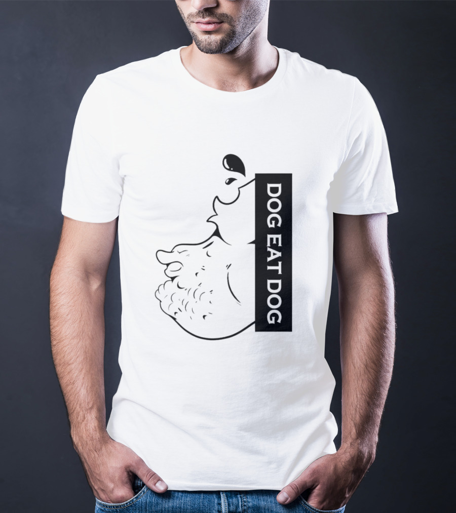 DOG EAT DOG Text With Canine Sketch T-Shirt