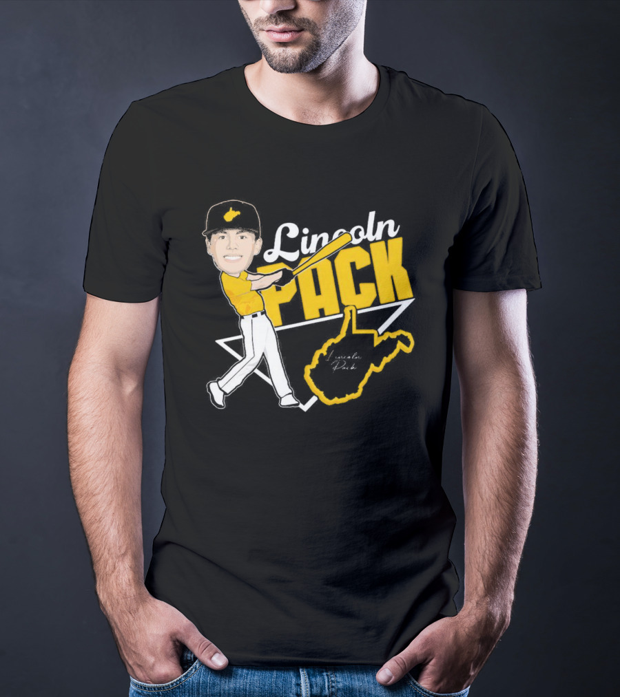 Lincoln Pack Baseball Caricature With Signature And West Virginia T-Shirt