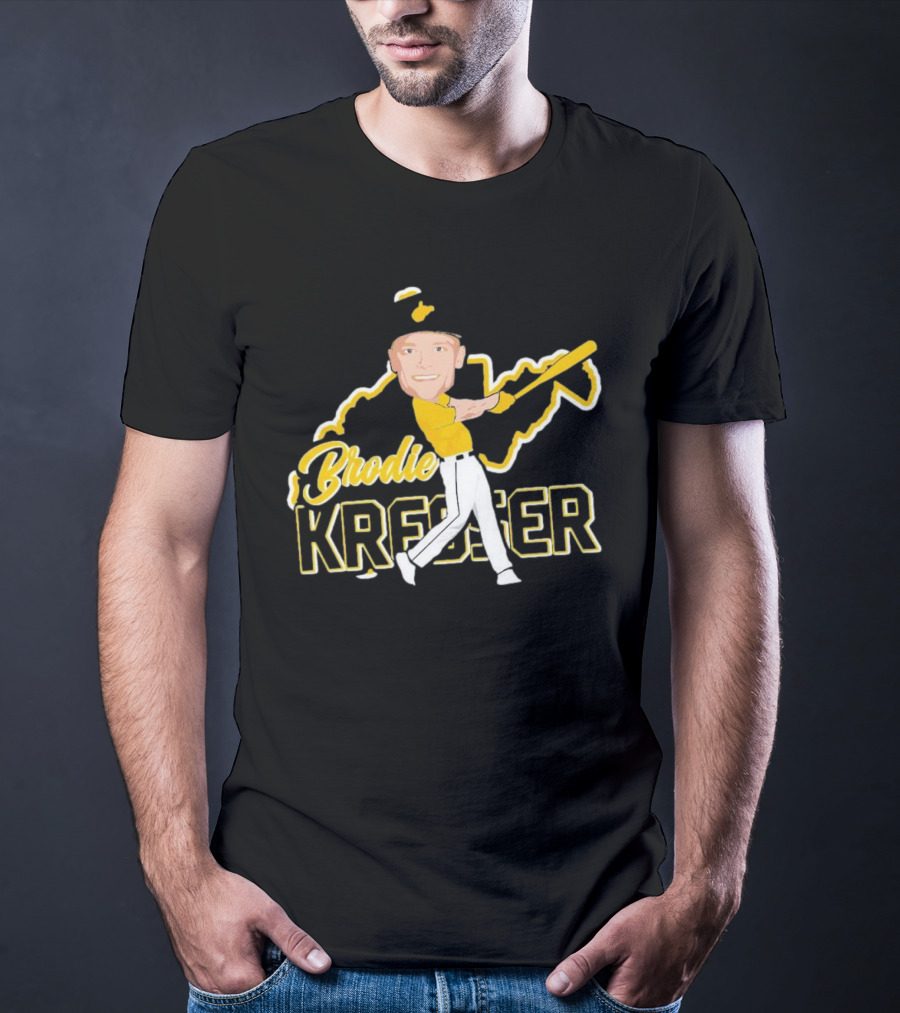 Brodie Kresser Caricature Signature Baseball Player With Bat And Outline T-Shirt