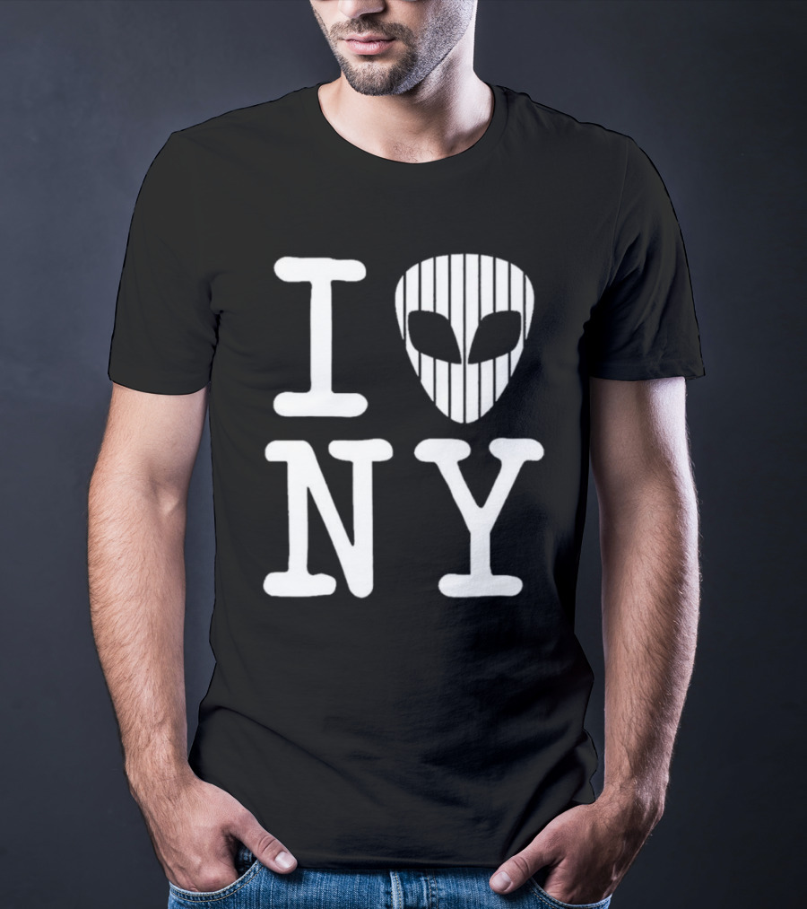 I Alien NY Alien Head Baseball Stripes T-Shirt