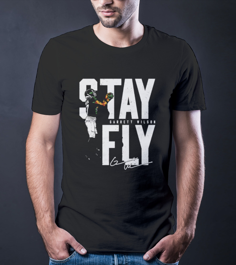 Garrett Wilson Stay Fly New York Jets Signature Catch T-Shirt
