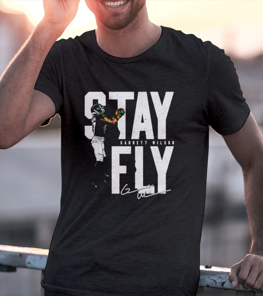 Garrett Wilson Stay Fly New York Jets Signature Catch T-Shirt