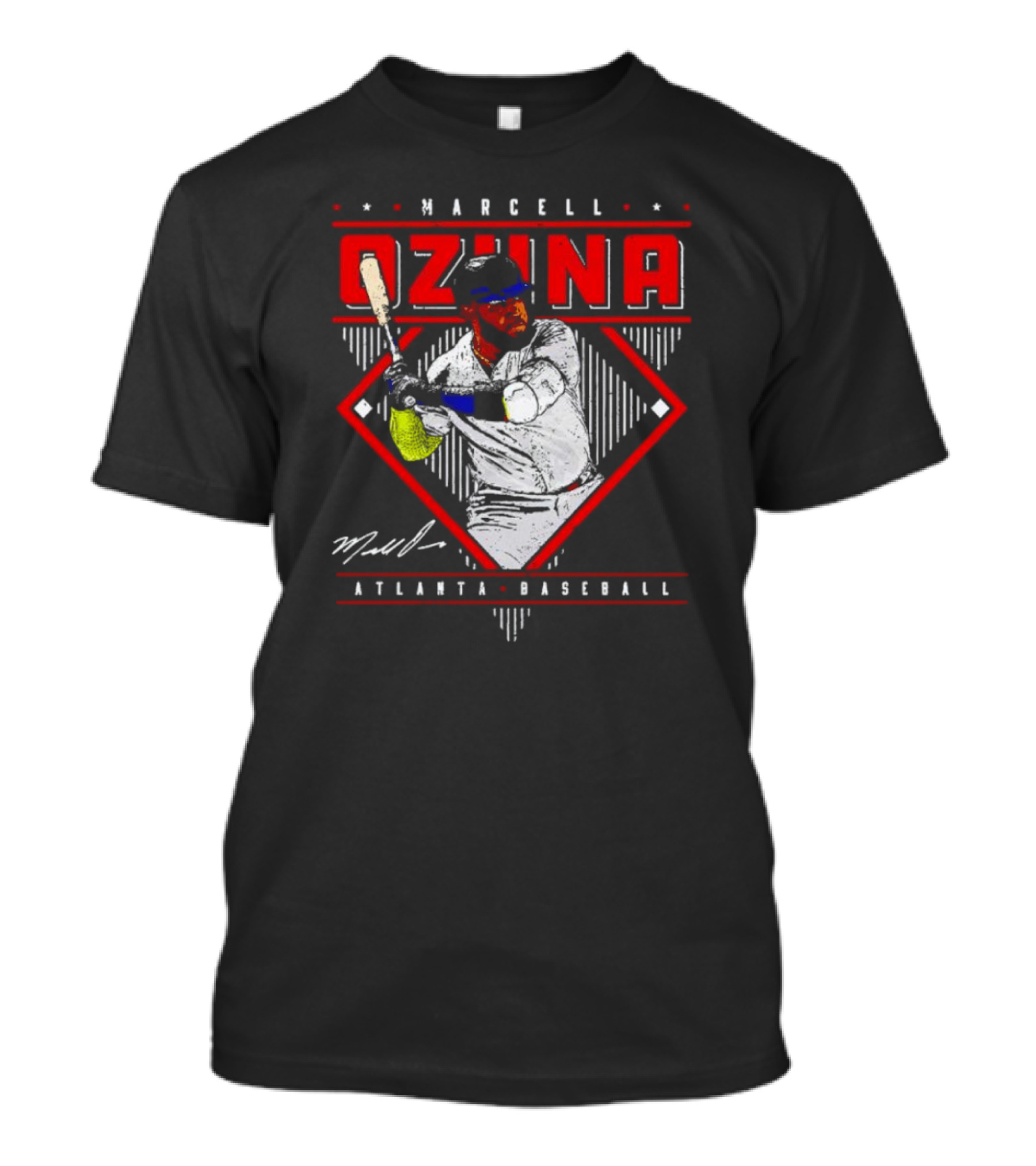 Marcell Ozuna Atlanta Baseball Diamond Graphic Signature T-Shirt