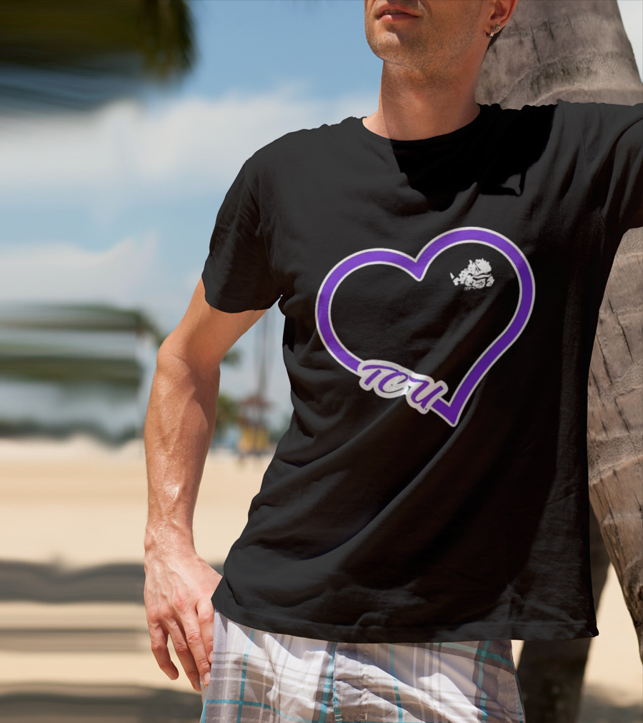 TCU Horned Frogs Purple Heart Outline T-Shirt