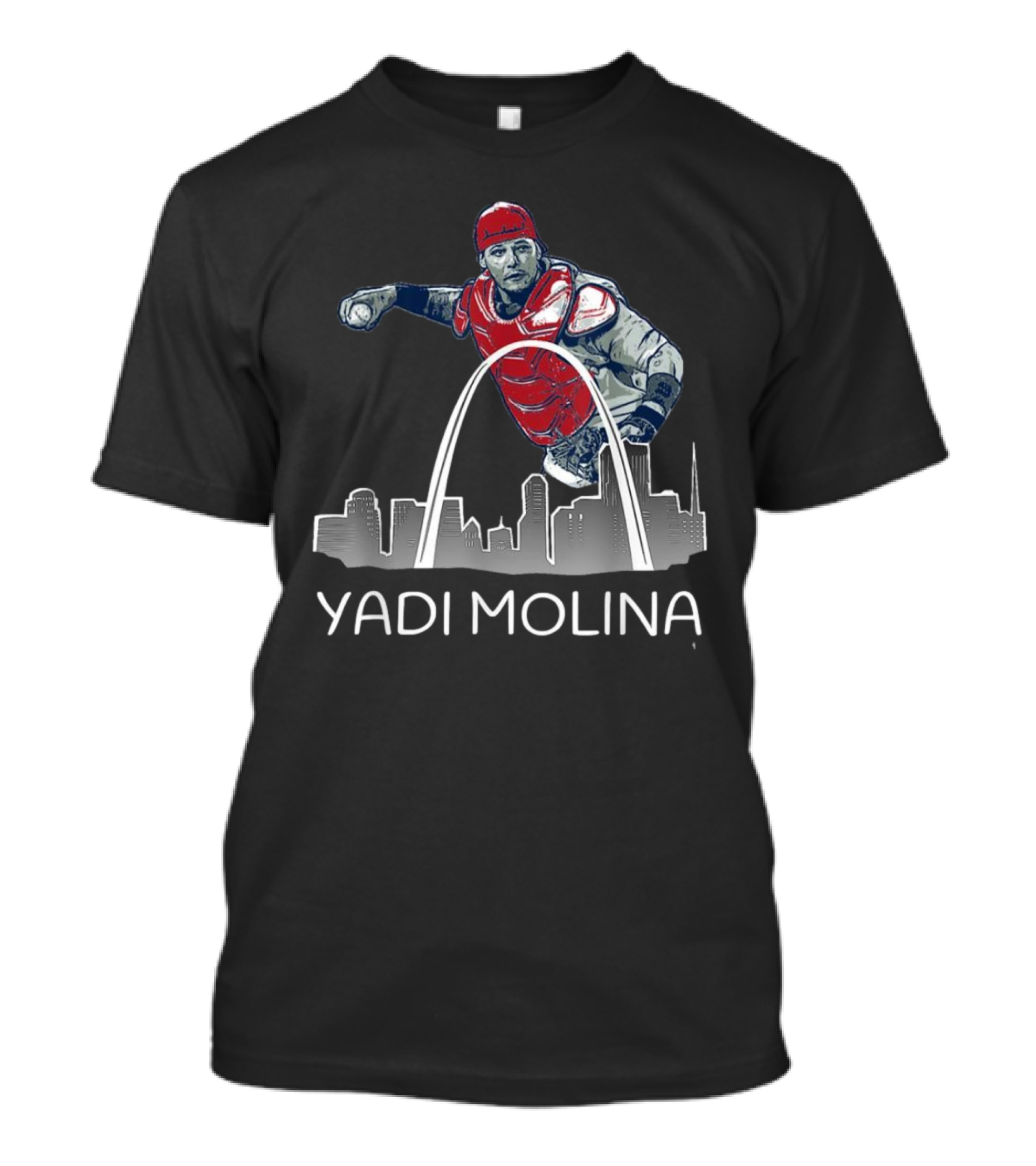 Yadi Molina St. Louis Skyline Arch Baseball T-Shirt