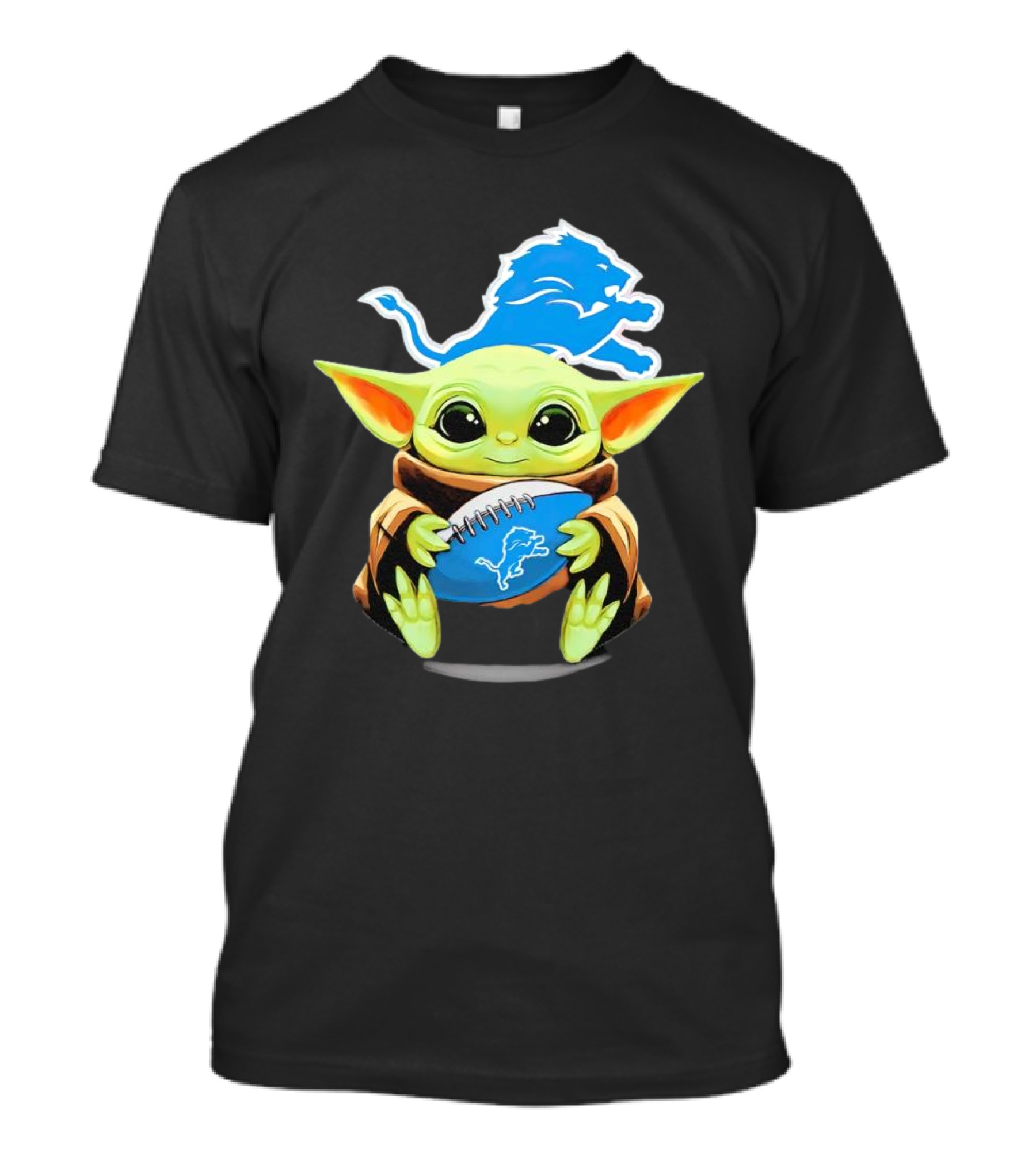 Baby Yoda Detroit Lions Football Fan T-Shirt