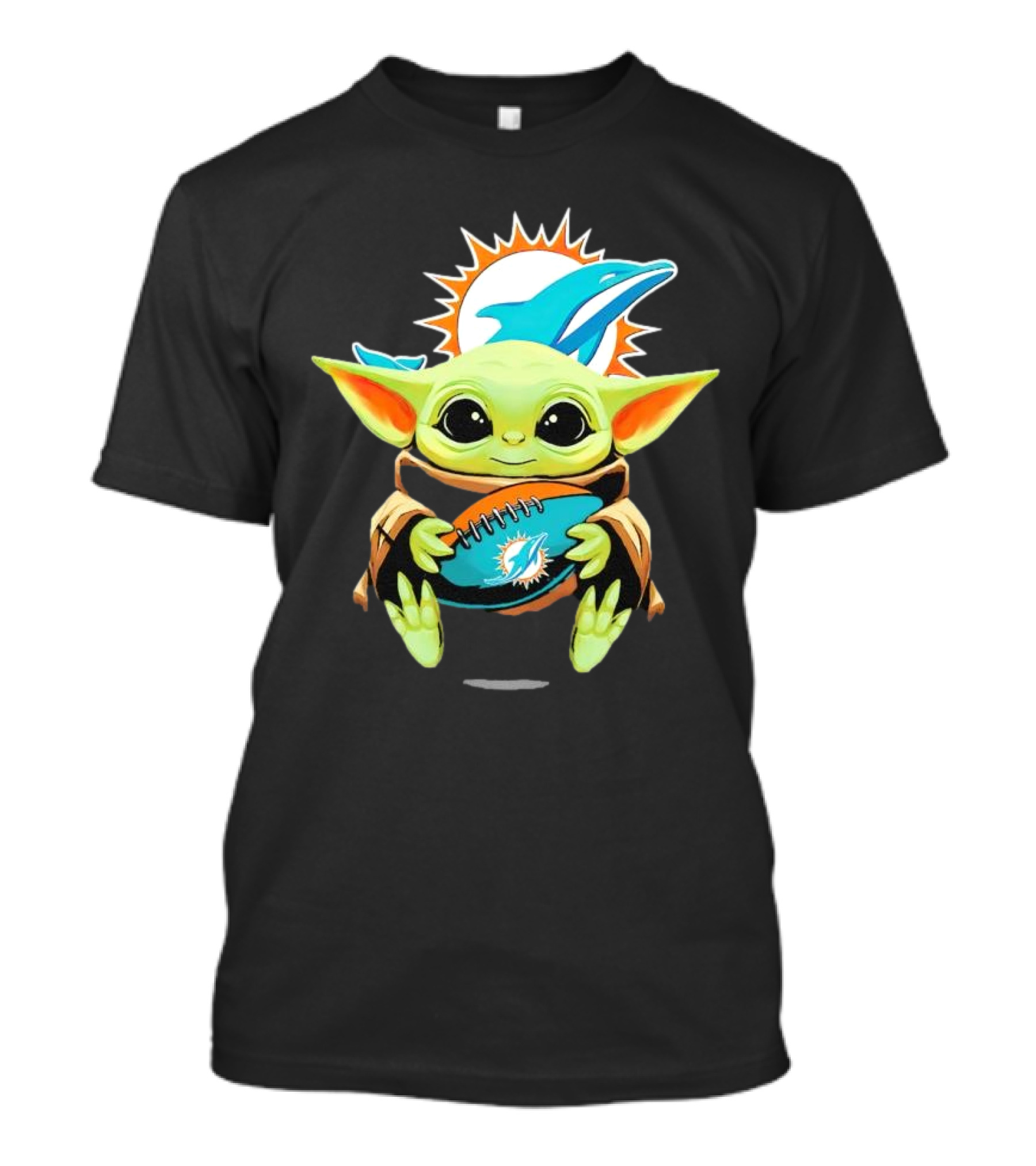 Baby Yoda Miami Dolphins Football Fan T-Shirt