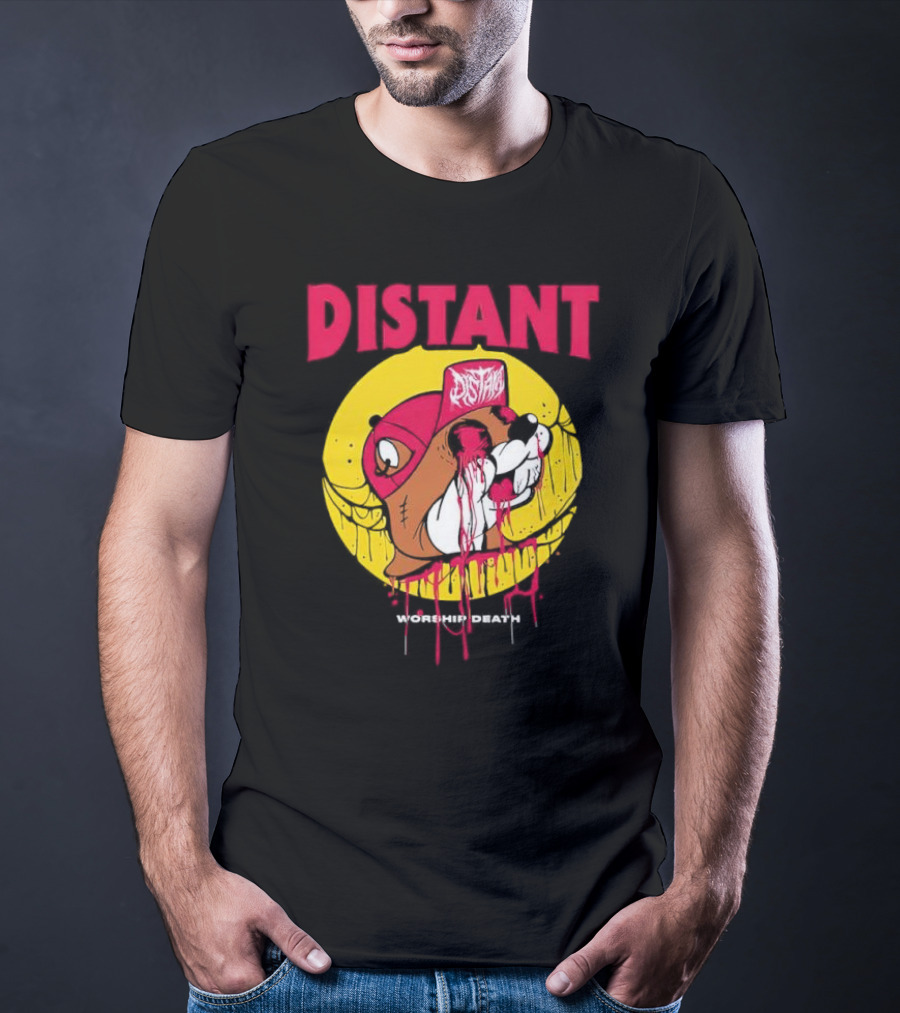 Distant Worship Death Melting Dog Graffiti Hat T-Shirt