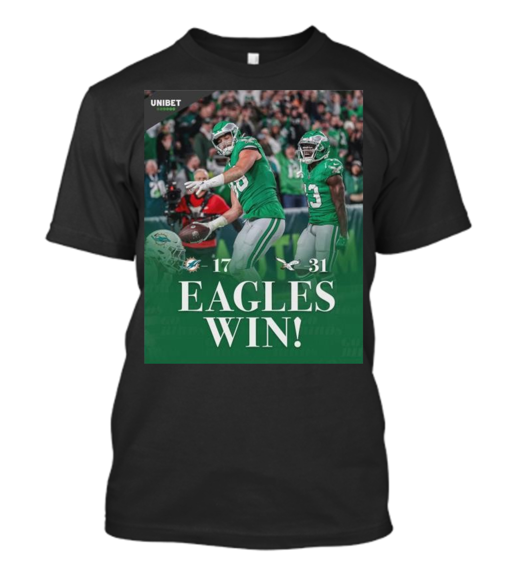 Eagles Win Over Dolphins 31-17 NFL Game Unibet Sports Highlight T-Shirt