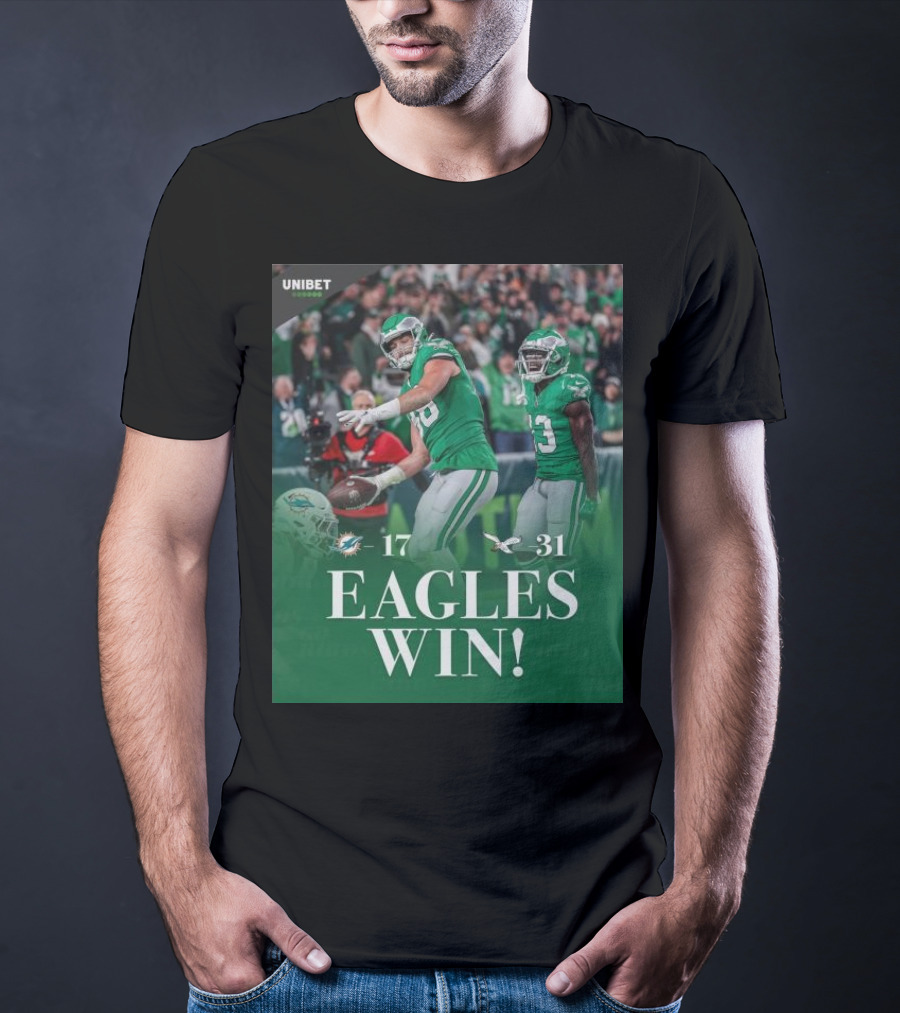 Eagles Win Over Dolphins 31-17 NFL Game Unibet Sports Highlight T-Shirt