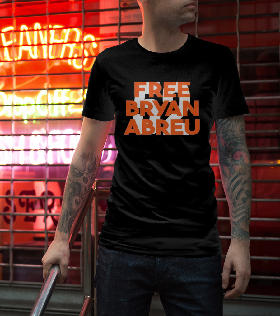 Free Bryan Abreu 52 Bold Orange Text T-Shirt