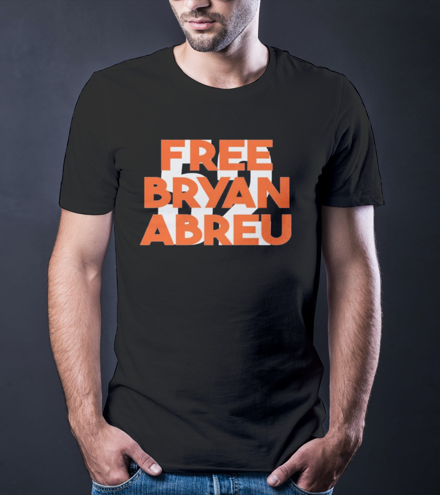 Free Bryan Abreu 52 Bold Orange Text T-Shirt