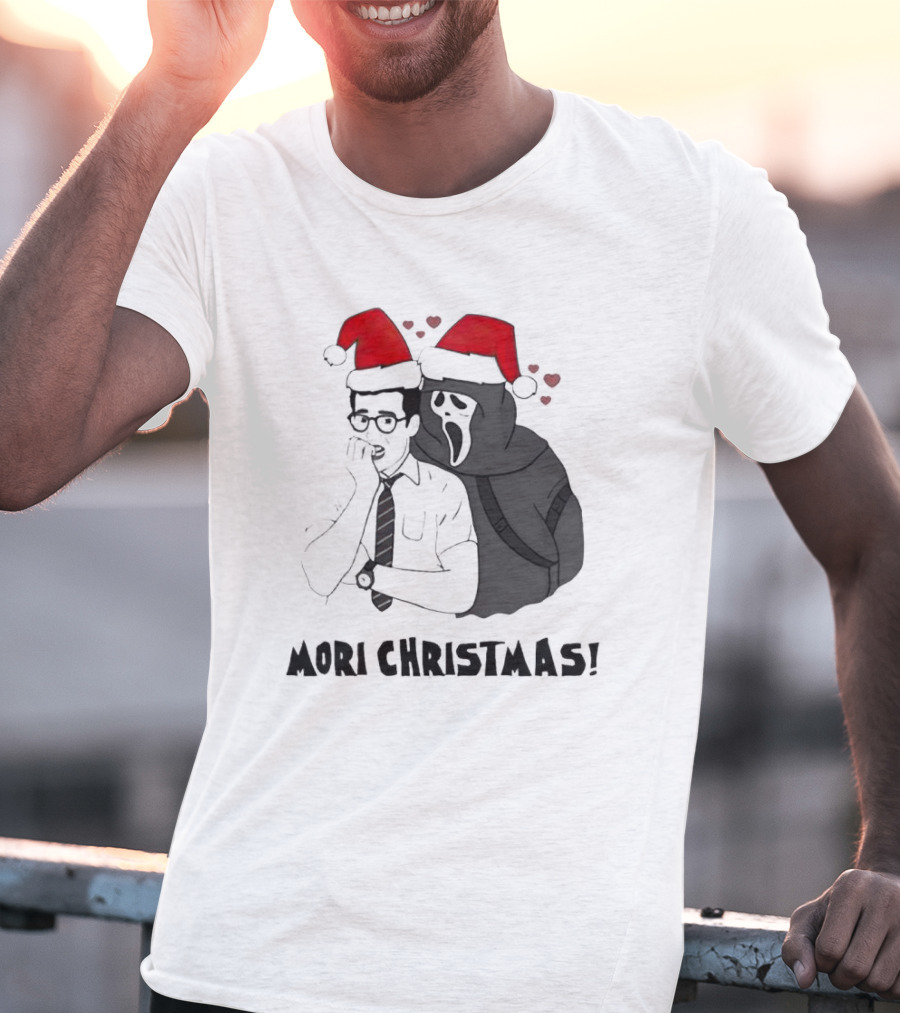 Ghostface Mori Christmas Santa Hats And Hearts T-Shirt