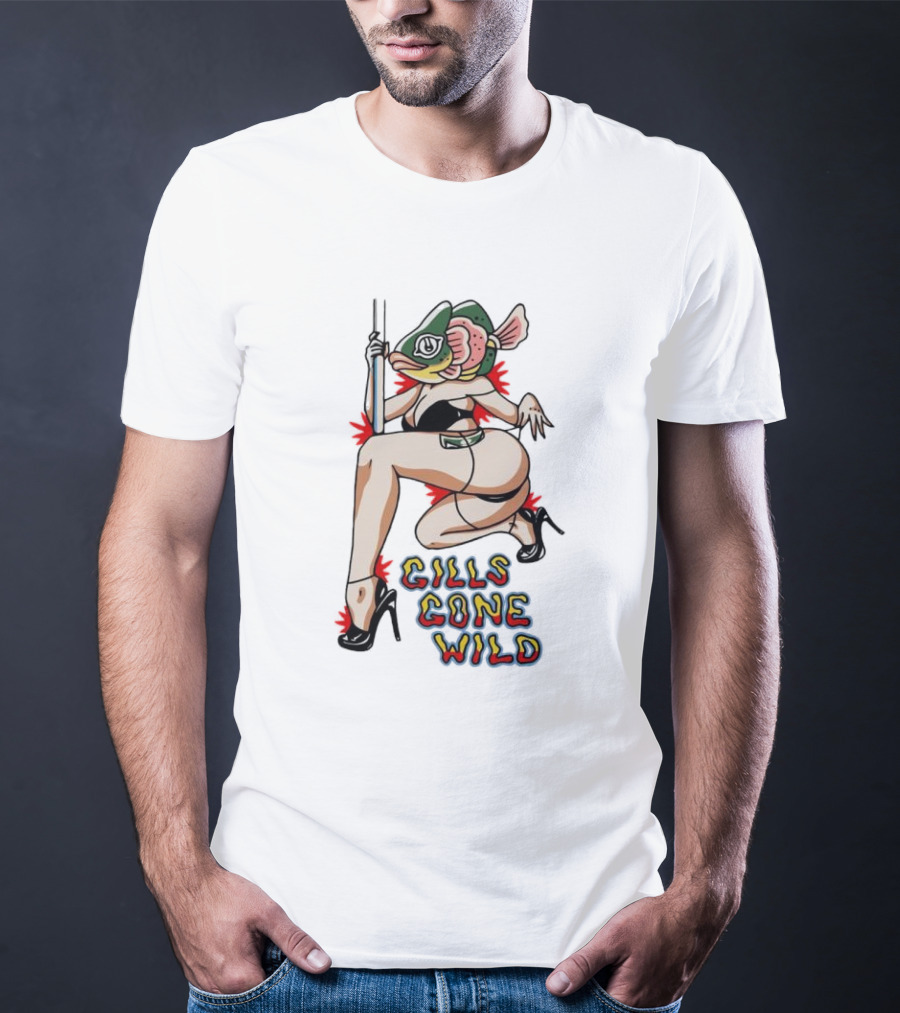 Gills Gone Wild Fish-Headed Dancer On Pole T-Shirt