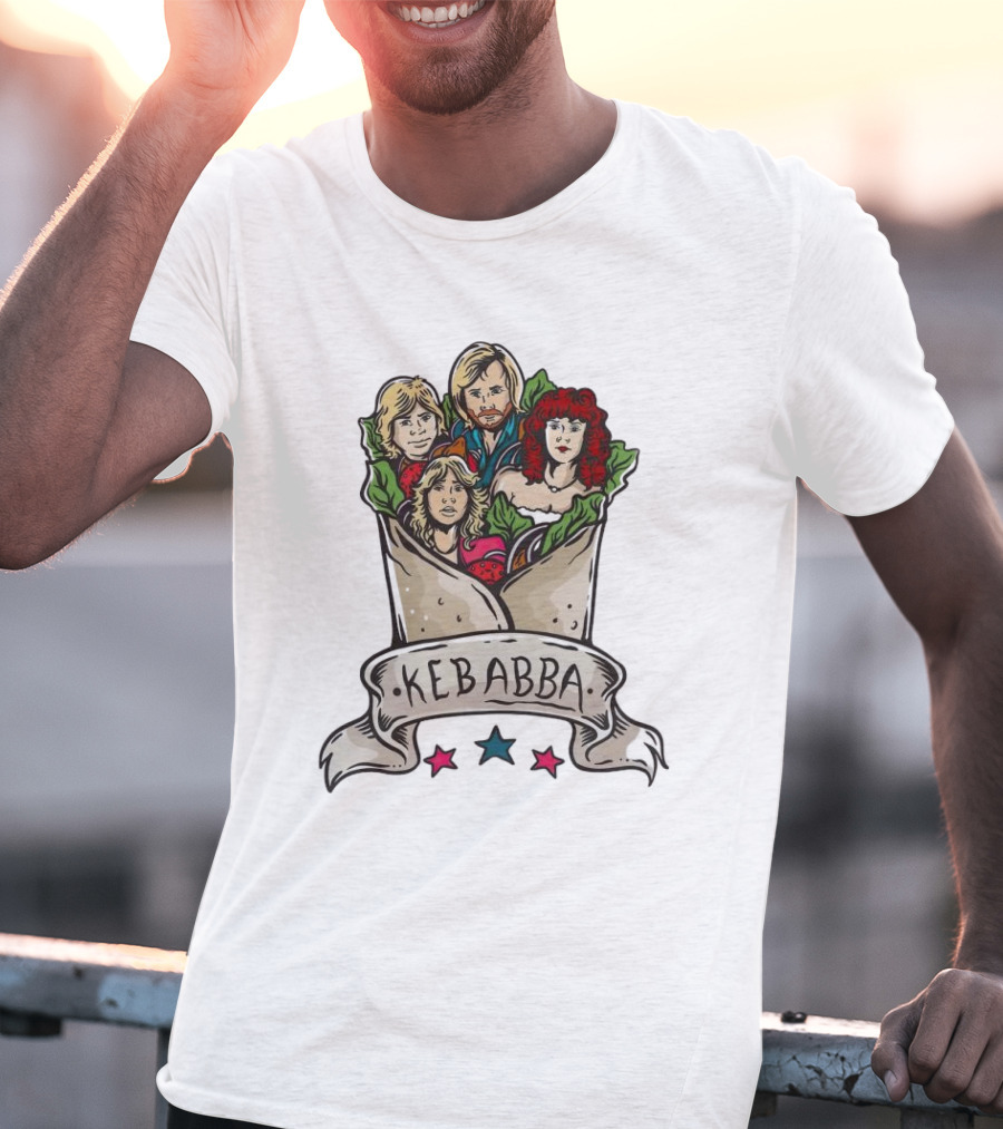 Kebabba Kebab 70s Style Characters In Wrap With Stars T-Shirt