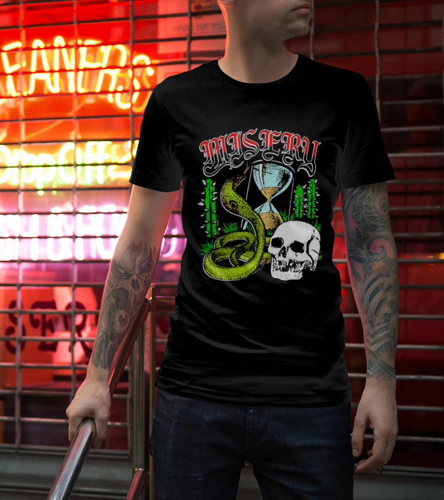 Misery Snake Skull Hourglass Cactus T-Shirt
