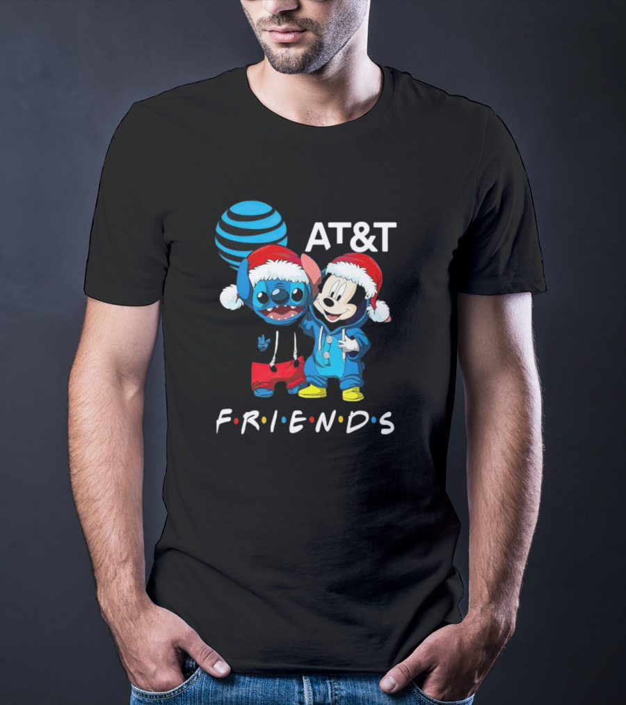 AT&T Christmas Friends Stitch And Mickey Mouse Holiday Cheer T-Shirt