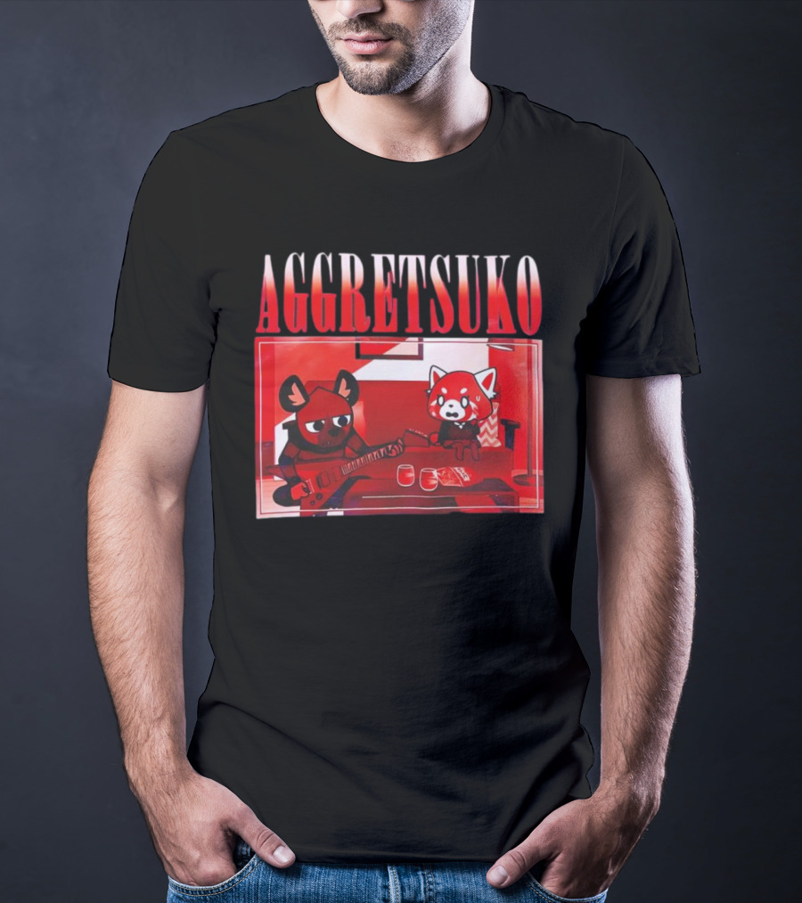 Aggretsuko Haida Couch Red Panda Rock Guitar Scene T-Shirt