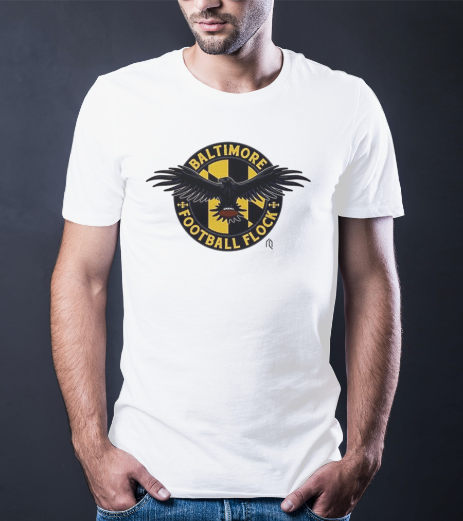 Baltimore Football Flock Raven Maryland Flag Crest T-Shirt
