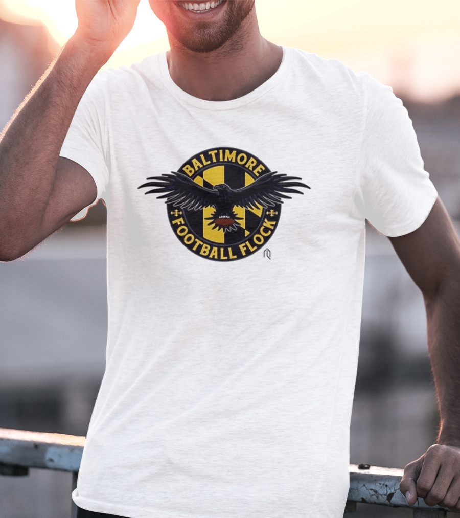 Baltimore Football Flock Raven Maryland Flag Crest T-Shirt