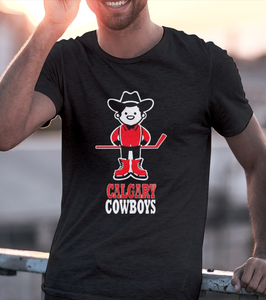 Calgary Cowboys Hockey Player In Cowboy Hat And Boots T-Shirt