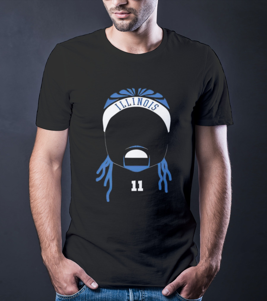 Dee Illinois Number 11 Basketball Icon Headband T-Shirt