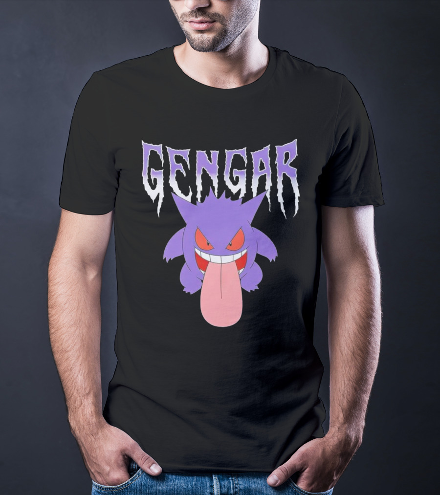 Pokemon Gengar Metal Typography Purple Monster T-Shirt