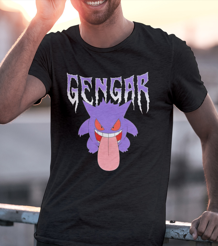 Pokemon Gengar Metal Typography Purple Monster T-Shirt
